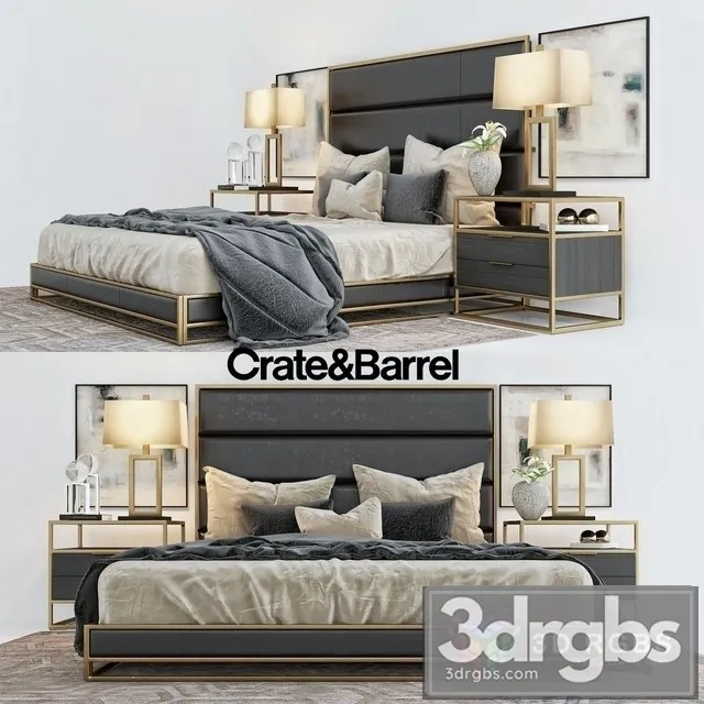 Oxford Bed Crate Barrel 3dsmax Download