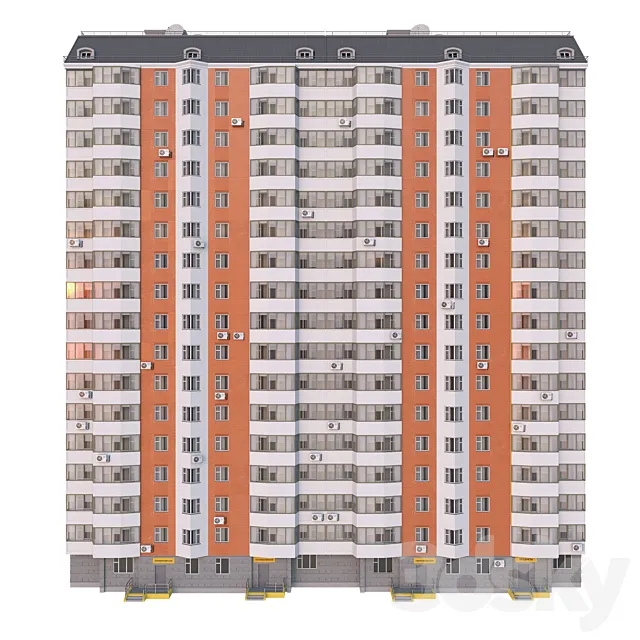 P44T 2 sections 17 floors 3DS Max Model