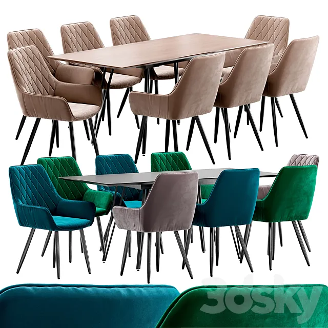 Pablo dining chair and Avanti table 3ds Max