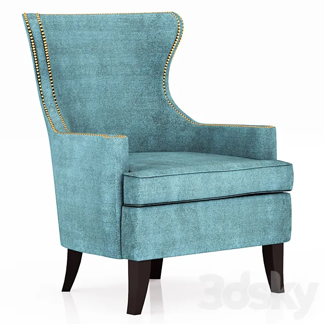 Pacific Blue Elliott Wingback Chair 3DS Max Model