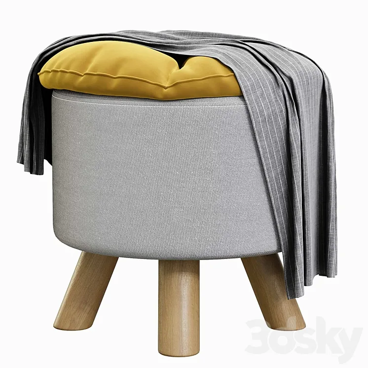 Padded seat pouf 3DS Max Model