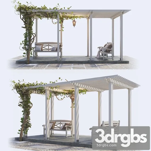 Painted Wooden Pergola 3dsmax Download