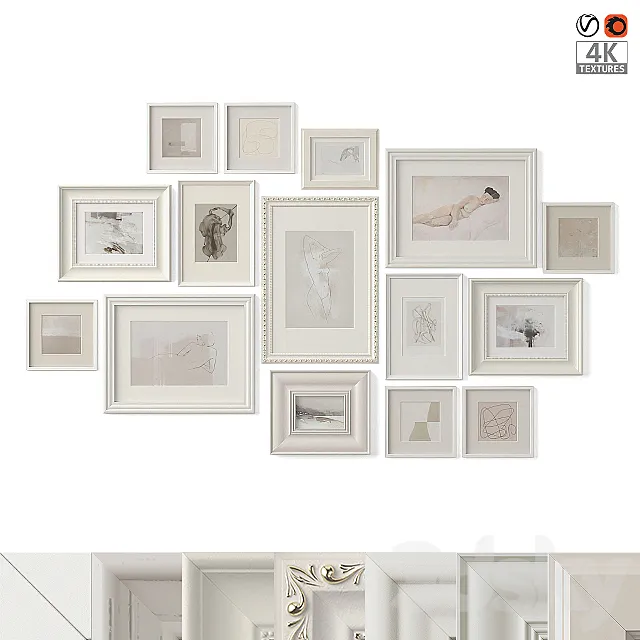 Paintings in classical frames 3DSMax File