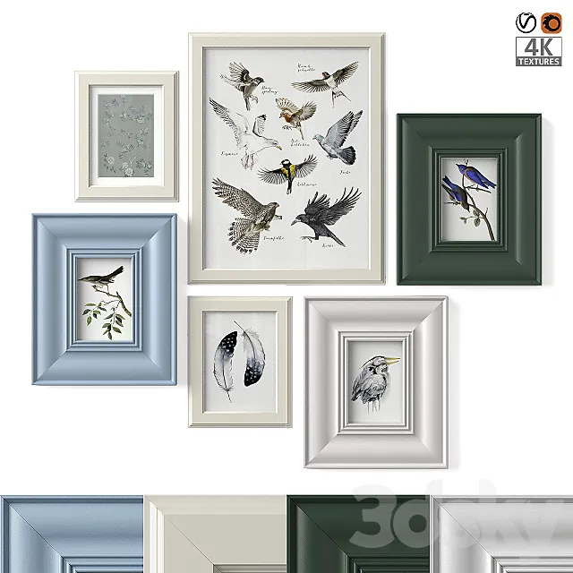 Paintings with birds 3ds Max