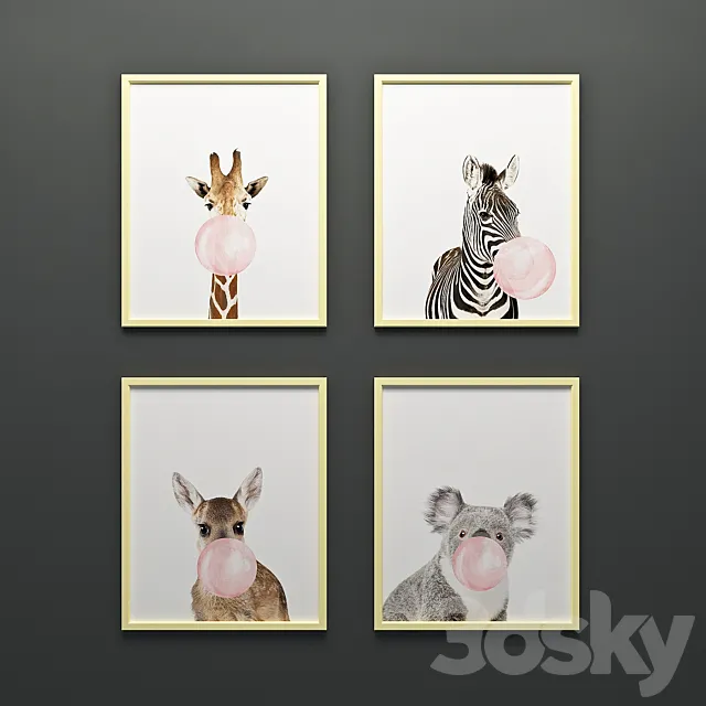 Paintings with funny animals 3ds Max