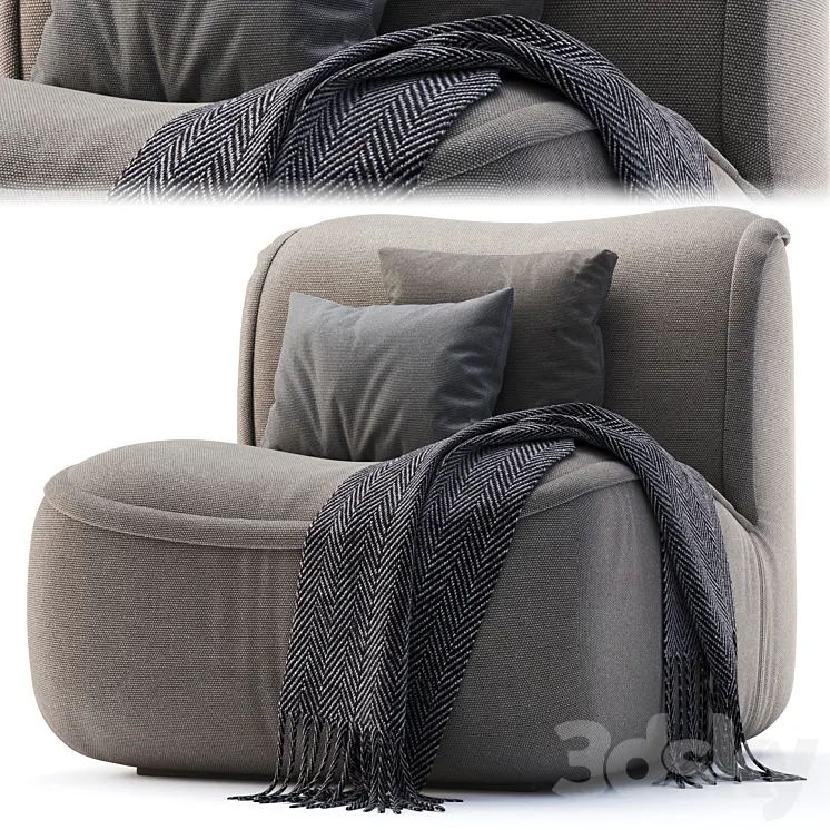 “Pair of “”Calida”” Lounge Chairs Des. Arch. Giudici” 3DS Max Model