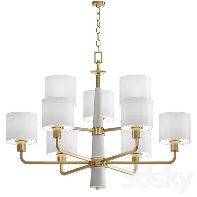 Palacio Collection 9-Light Vintage Gold Chandelier with Shade 3DSMax File
