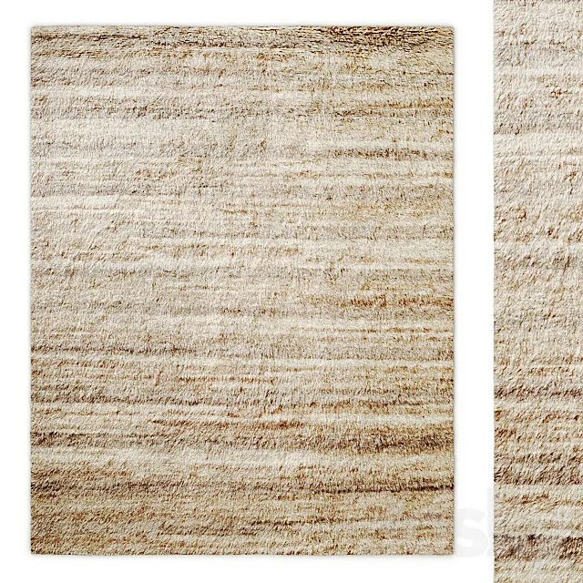 Palette Stripe Hand-Knotted Wool Shag Rug RH 3DS Max Model