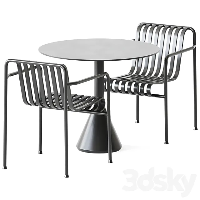 Palissade Cone Table D90 and Palissade Dining Armchair by Hay 3DSMax File