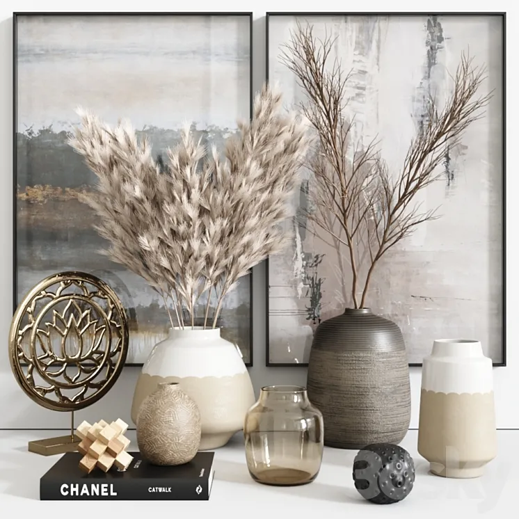 Pampa Grass Vase Decor Set # 14 3DS Max