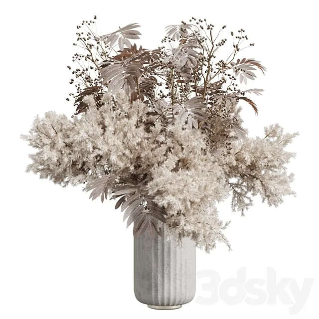 pampas dry flowers in a concrete vase bouquet 51 3ds Max