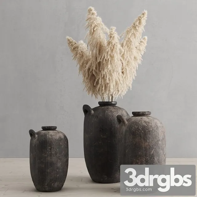 Pampas grass and vases rh 19 th c. spanish water vessel
