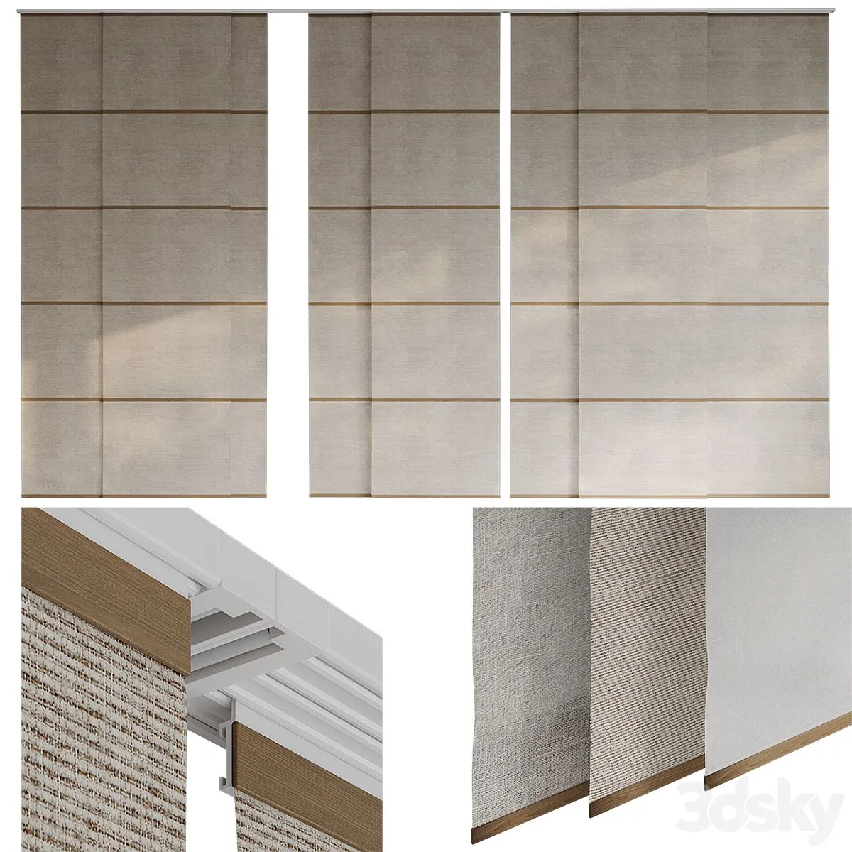Panel curtains Japanese curtains 2 3dsMax Model