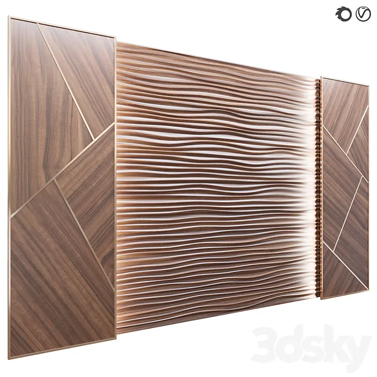 Panel Decor wooden waves 3DS Max