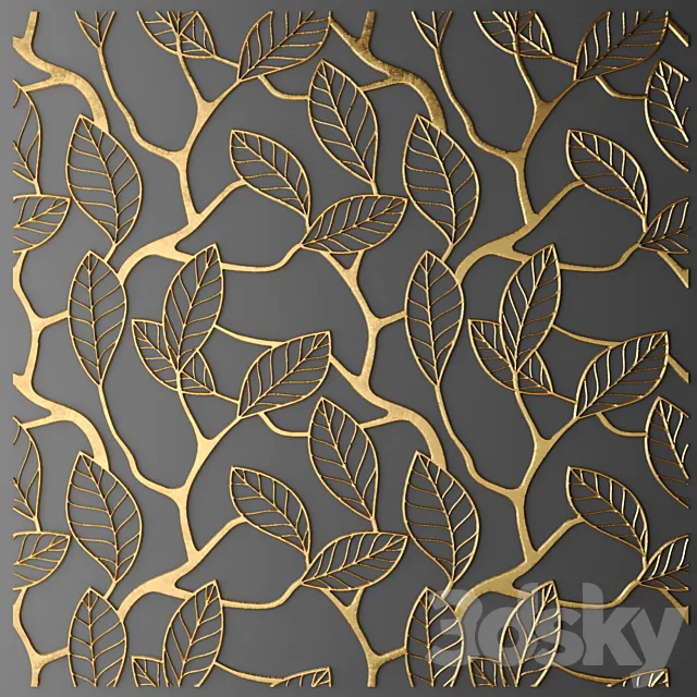 Panel. Lattice. panel. pattern. art. abstraction. decorative. interior. wall decor. gold. luxury. leaf 3DSMax File