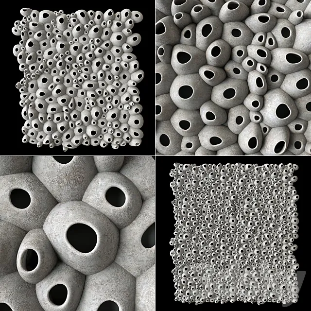 Panel Oval hole concrete decor n1 _ Oval hole decor panel with hole 3ds Max