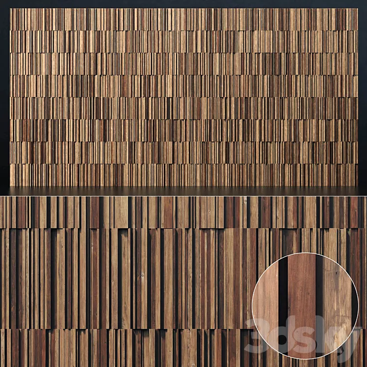 Panel rail line wood n1 \/ Panel from long strips wood number 1 3DS Max