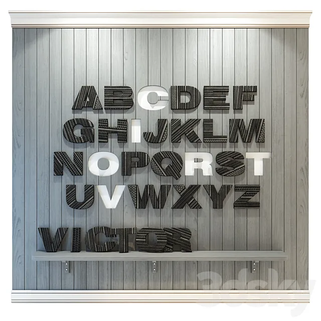 Panel to the nursery. Alphabet (English) gray 3DS Max Model