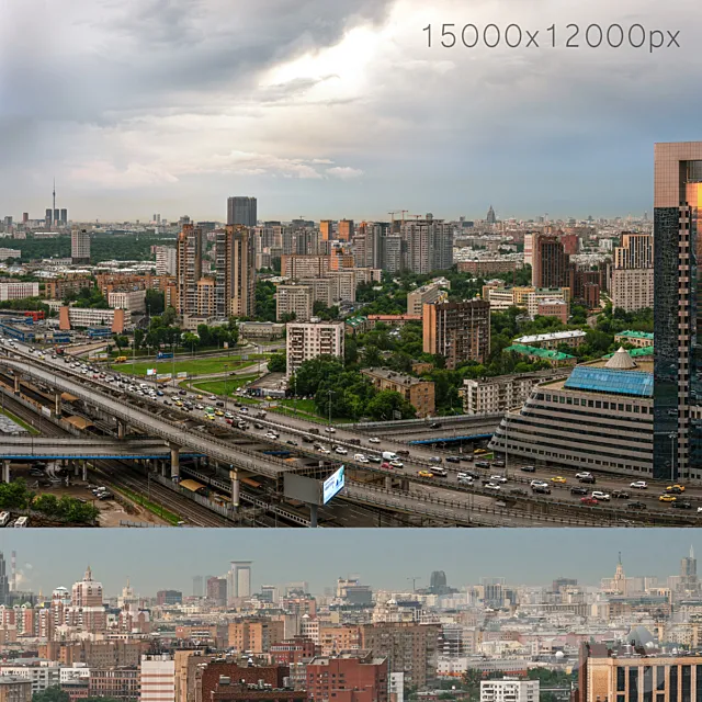 Panorama of Moscow from the flour mill passage 3ds Max