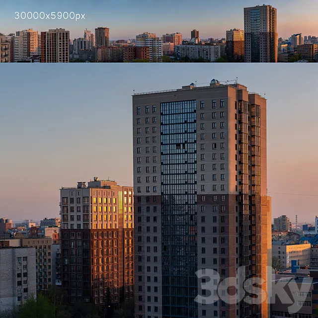 Panorama of Novosibirsk from the center in the morning. 30k 3DSMax File