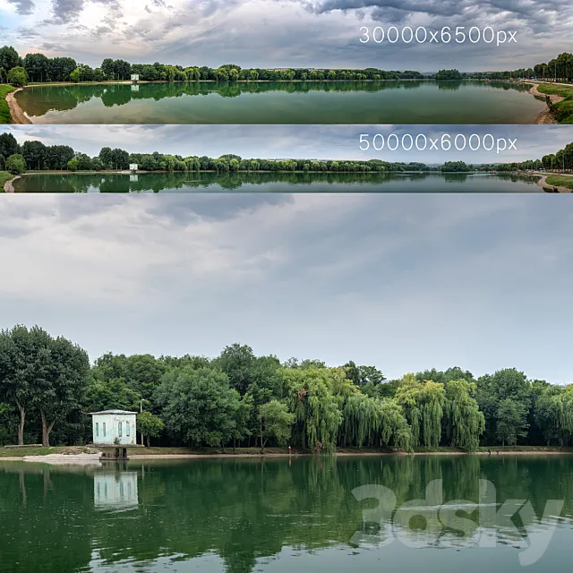 Panorama with a lake and trees v2. 30-50k 3DSMax File