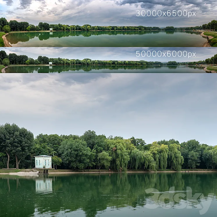 Panorama with a lake and trees v2. 30-50k 3DS Max Model