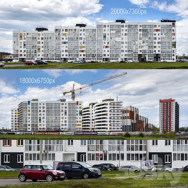 Panorama with new buildings 3ds Max