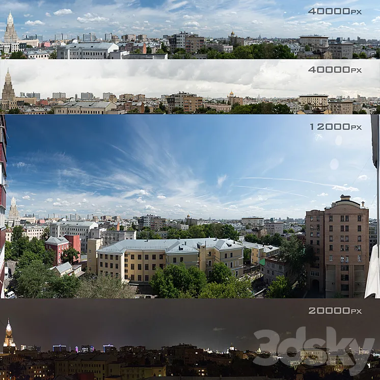 Panoramas of Moscow from the region of Khamovniki. 4 photos 3DS Max