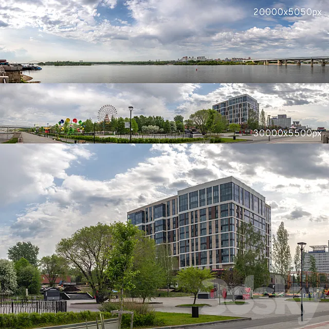 Panoramas of Novosibirsk. Left bank and park 3DS Max Model