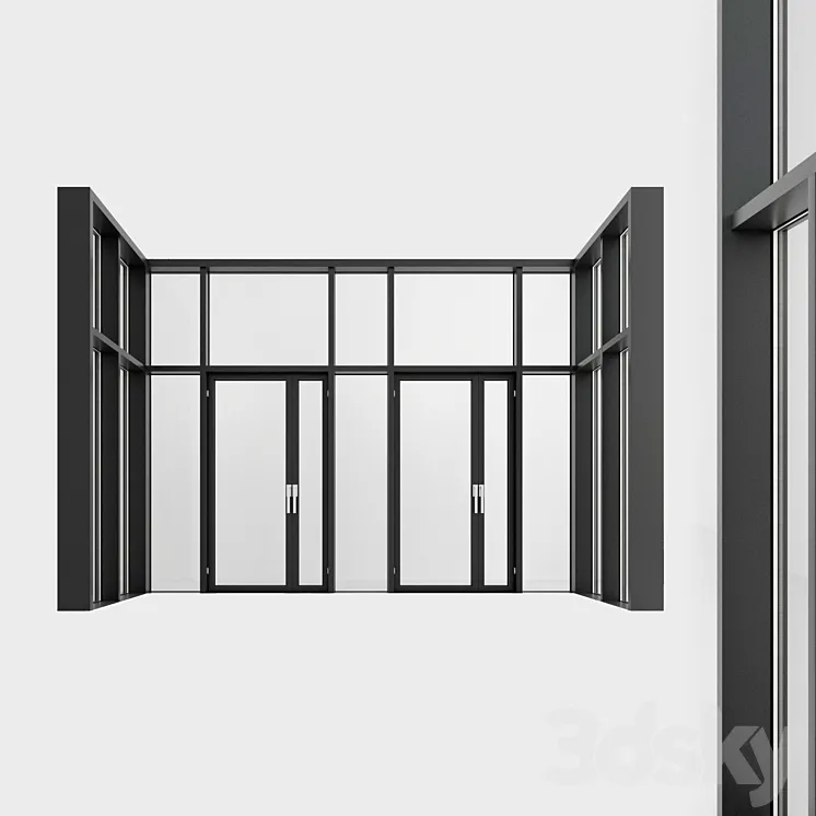 Panoramic glazing. A door. eight 3DS Max