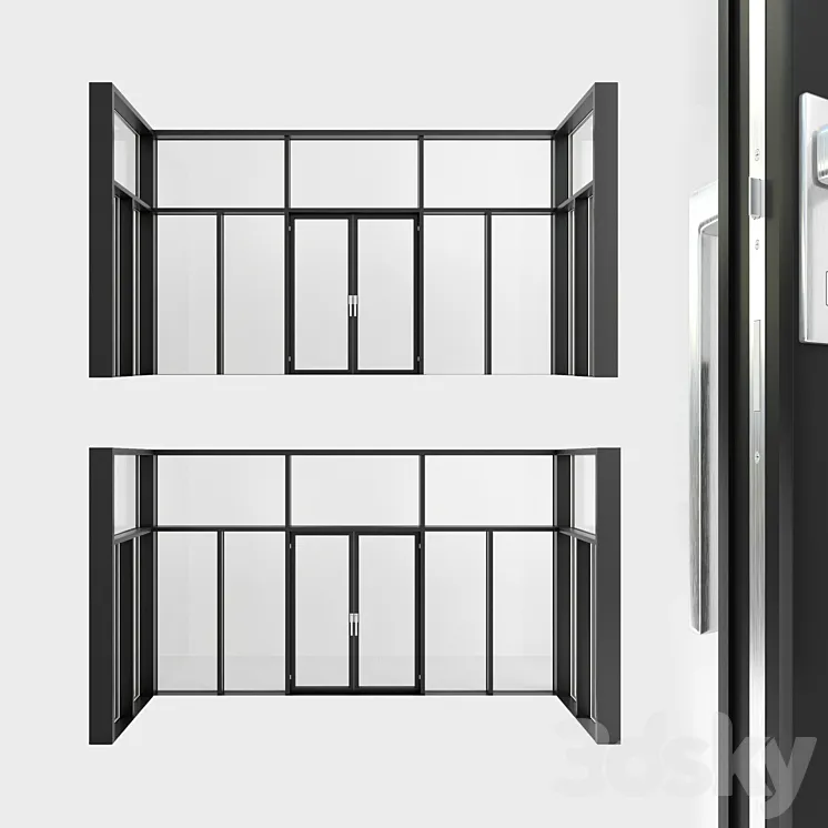 Panoramic glazing. A door. one 3DS Max