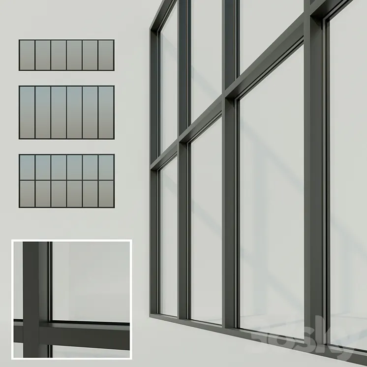 Panoramic glazing. Stained glass window 3DS Max