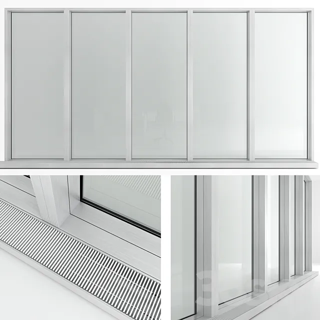 Panoramic window in the floor with radiator 3DS Max Model