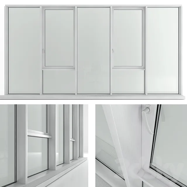 Panoramic window with transom and radiator 3DS Max Model