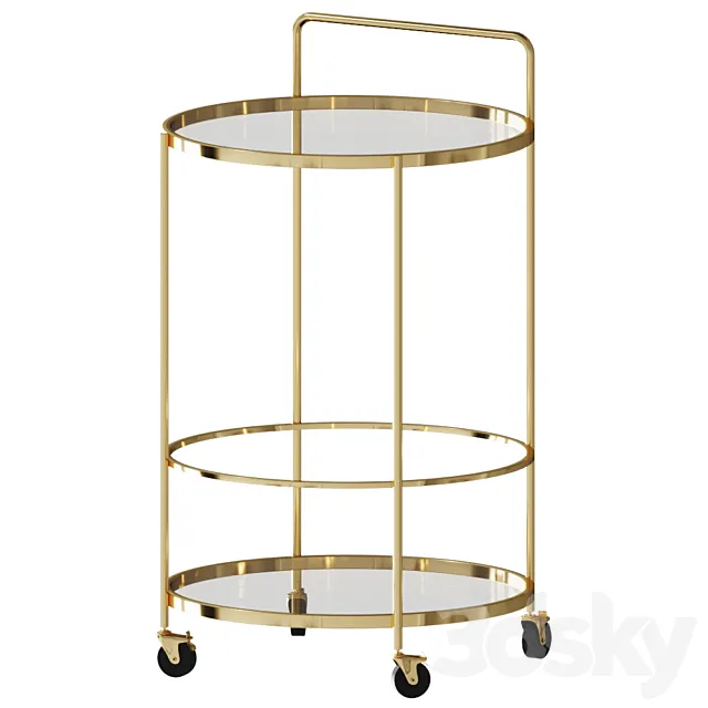 Paola Kitchen trolley glass and gold plated metal table on wheels Coffee table coffee table 3ds Max