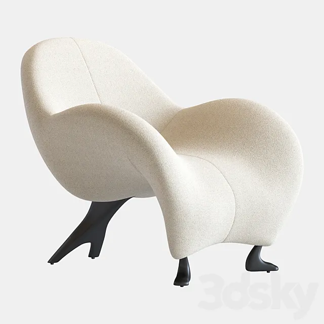 Papageno Chair by Leolux Upholstered in Bouclé Fabric ‘Monza 00’ 3DSMax File
