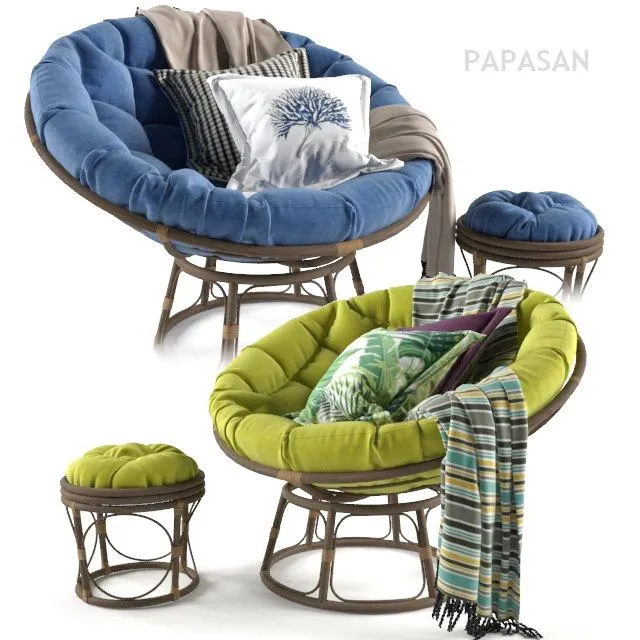 Papasan Chair with Cushion 3dsMax Model