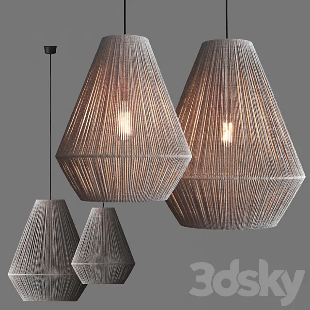 Paper rope lantern pendant 3ds Max