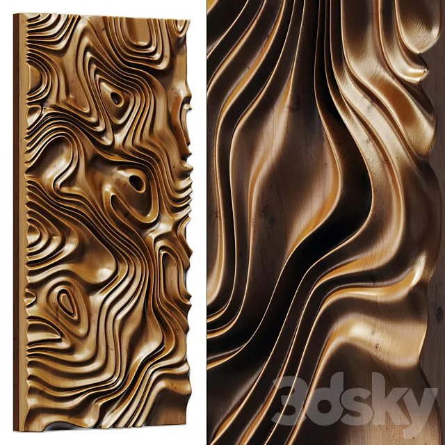 Parametric liquid wood line panel n1 3ds Max
