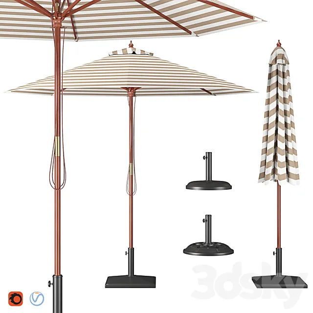 Parasol with Bases 2 3DS Max Model