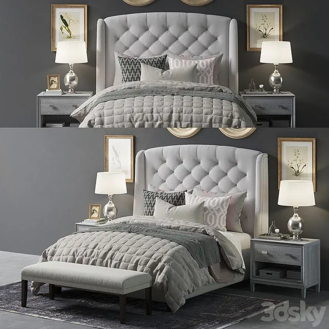 Paris Arched Winged Bed 3dsMax Model