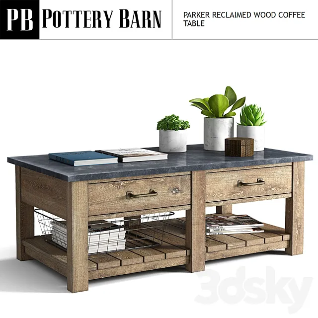 Parker Reclaimed Wood Coffee Table 3ds Max