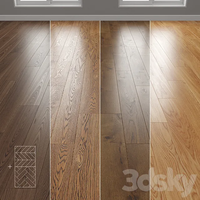 Parquet 4 colors Linear herringbone chevron setquad1 3ds Max