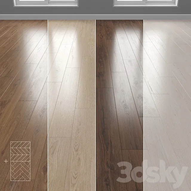 Parquet 4 colors Linear herringbone chevron setquad3 3DS Max Model