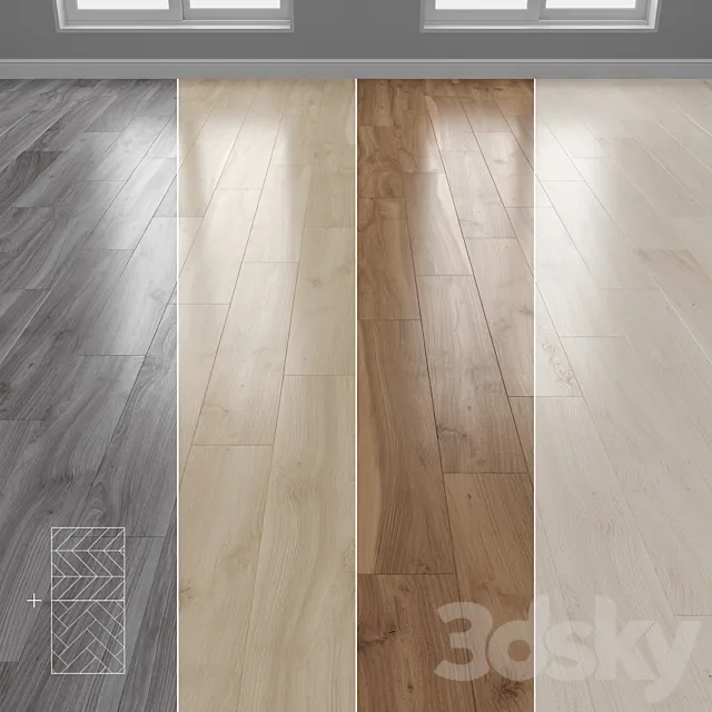 Parquet 4 colors Linear herringbone chevron setquad7 3DS Max Model