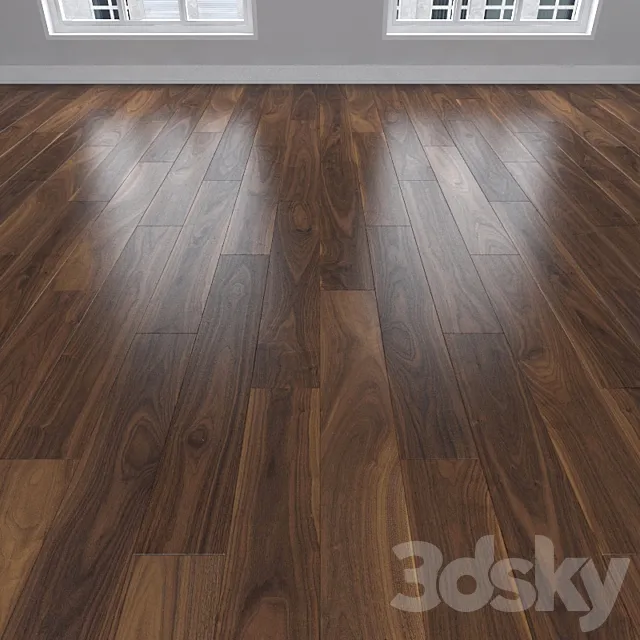 Parquet American walnut 3 types: herringbone linear chevron. 3DS Max Model