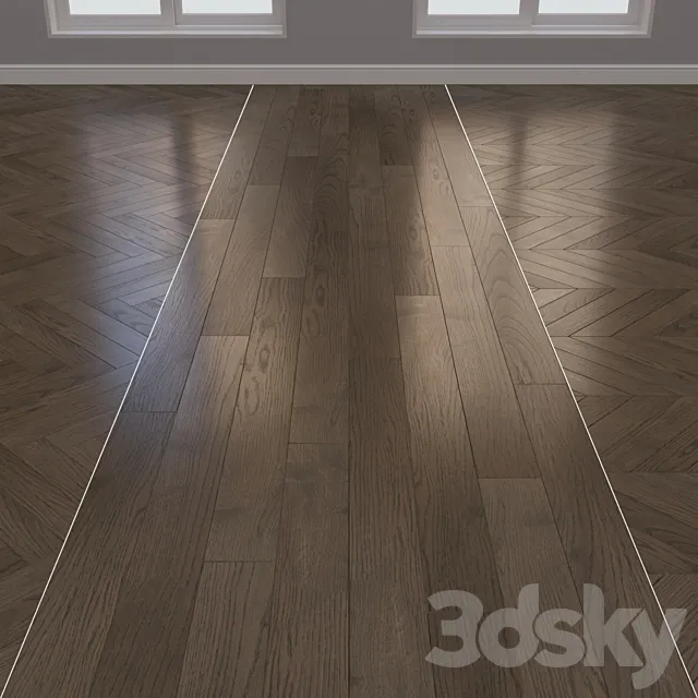 Parquet board Kraft Oak layout Christmas tree chevron and linear 4 3DS Max Model