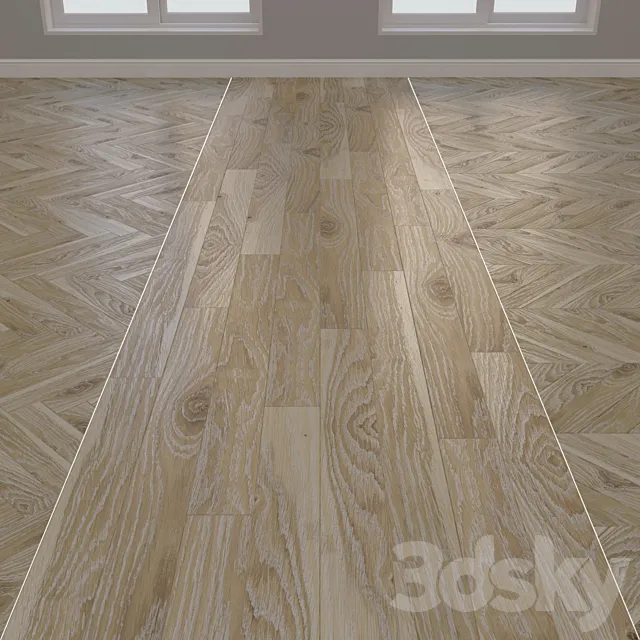 Parquet board Kraft Oak layout Christmas tree chevron and linear 9 3DS Max Model