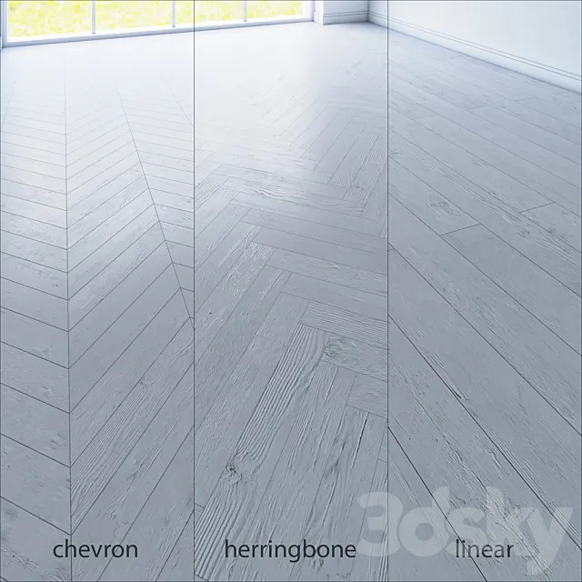 Parquet. Chevron herringbone straight. 3ds Max