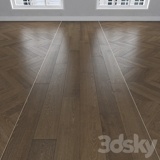 Parquet earthy oak 3 types: herringbone linear chevron. 3ds Max